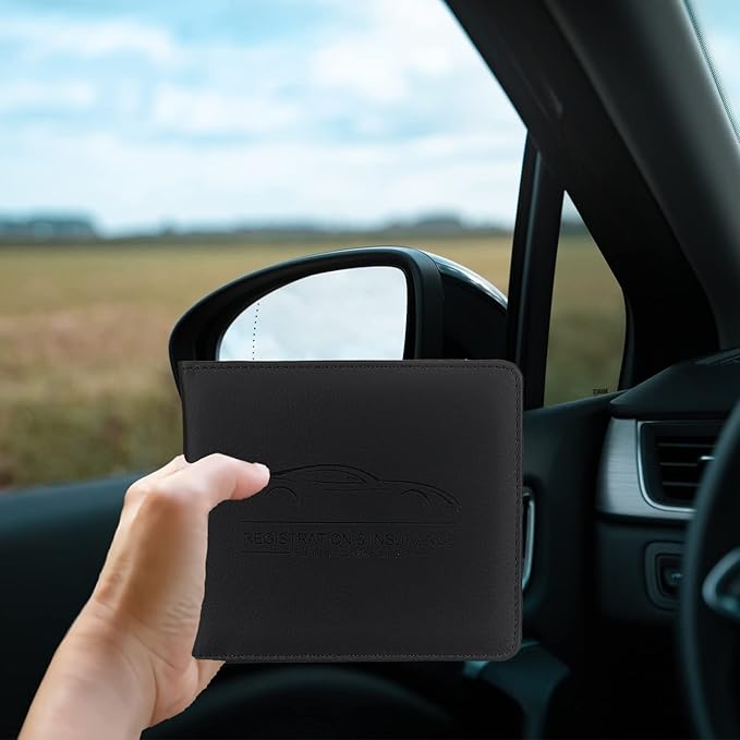 Car Registration and Insurance Holder, Premium Pu Leather Vehicle Glove Box - Image 6