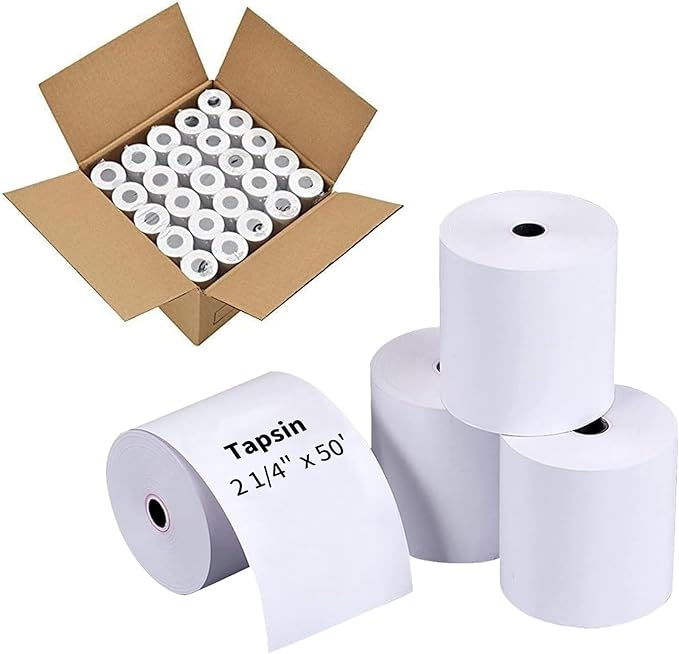 Thermal Receipt Paper Rolls, 2-1/4 x 50 inches, 400 Rolls, Compatible by TAPSIN