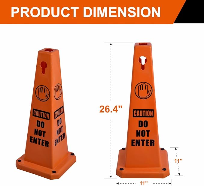 26.5" Caution Cones, 4-Sided Visible Safety Signs - Image 2