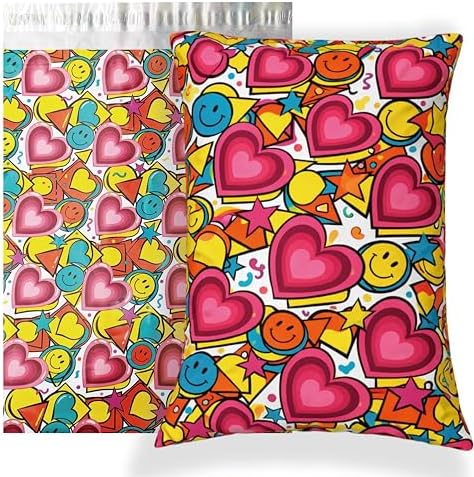 POLYSELLS 50pcs 14.5x19 Inches Poly Mailers, Cute Design Birthday Gifts Shipping Bags - Love Sweet & Smile Face by POLYSELLS