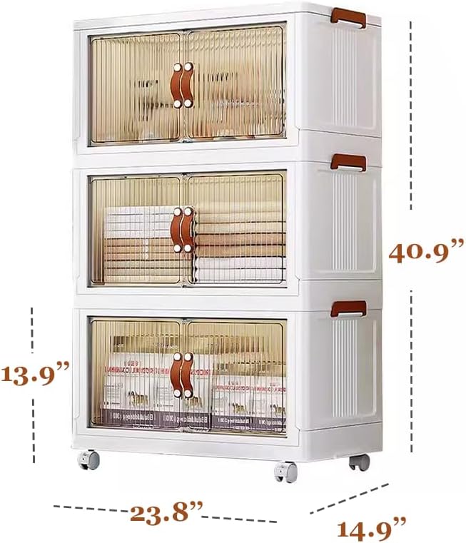 4 Tier Plastic Stackable Storage Bins and Boxes Organizer, Foldable Containers - Image 3