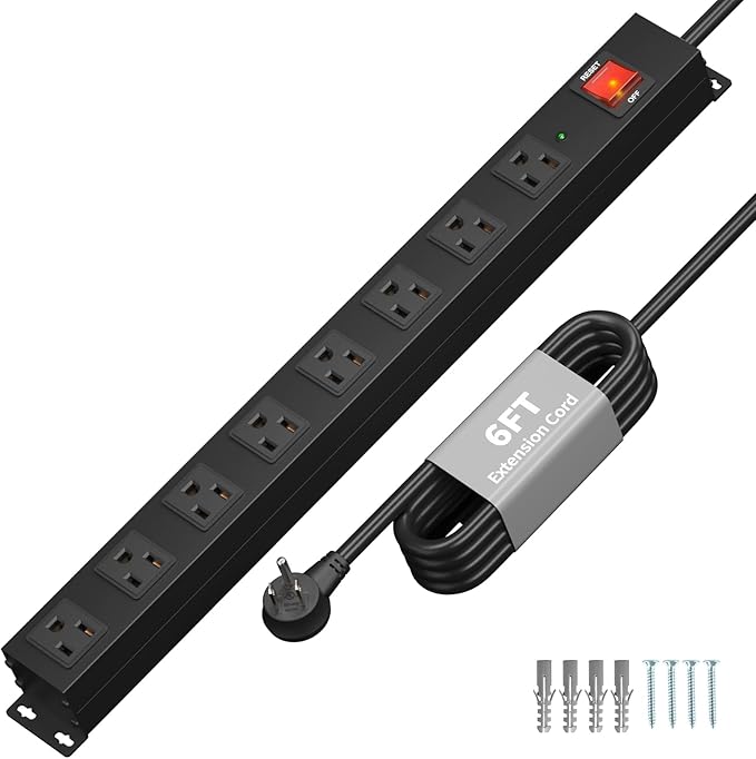 KF 8 Outlet Heavy Duty Power Strip Surge Protector, 2100J Surge Protection by KF