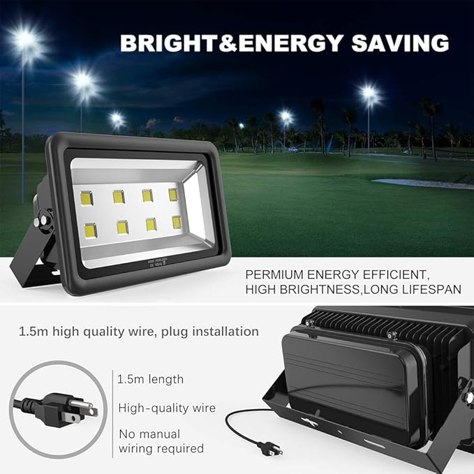 400W Outdoor LED Flood Light, 40000LM Super Bright, IP66 Waterproof, 6000K - Image 4