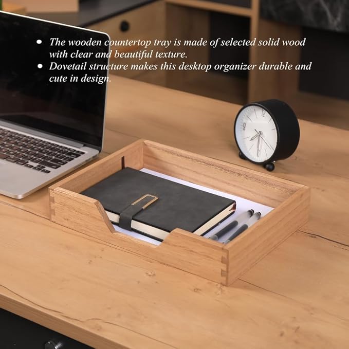 Wood Letter-Size Tray for Office Desktop Organizer - Image 2