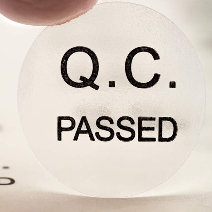 QC Passed Label Sticker Clear PVC Material Diameter 3CM Large Size QC Adhesive by Stiyizi