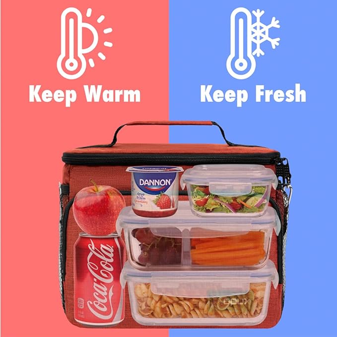 opux Insulated Lunch Bag for Men Women, Soft Lunch Box for Office Work School - Image 7