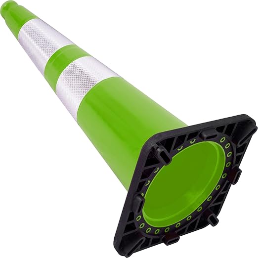 Fluorescent Orange/Green PVC Traffic Cones, Heavy Black Base Parking Lot Cone - Image 3