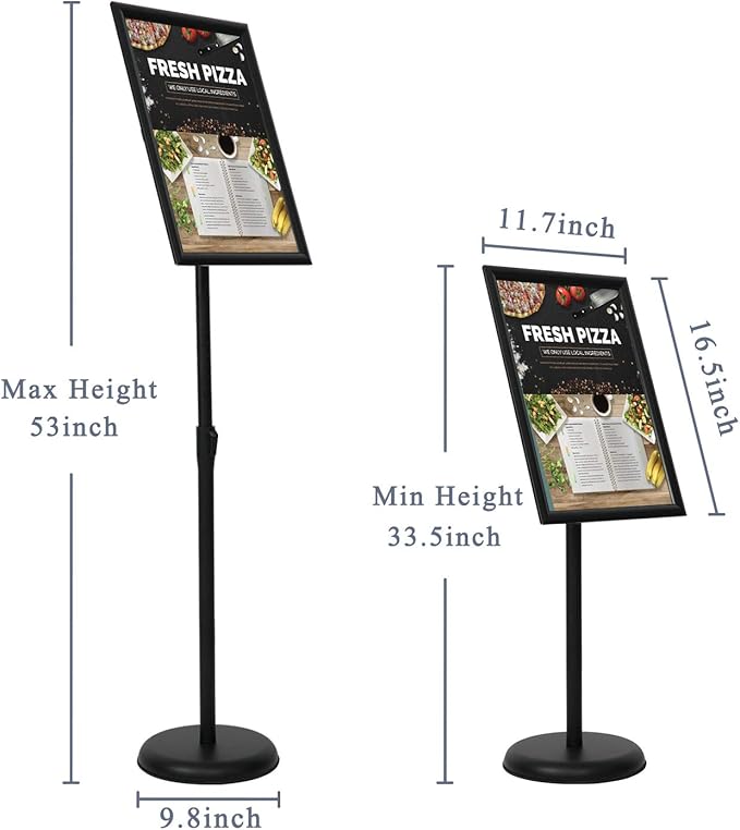 11 x 17 Inch Adjustable Pedestal Sign Holder Poster Stand, Heavy Duty Floor - Image 3