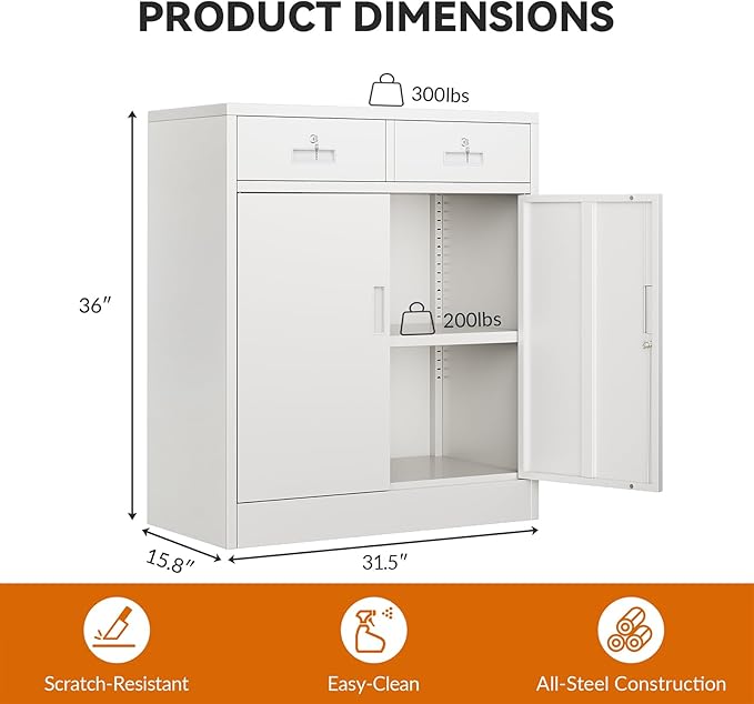 BESFUR 36" H Metal Storage Cabinet - Image 3