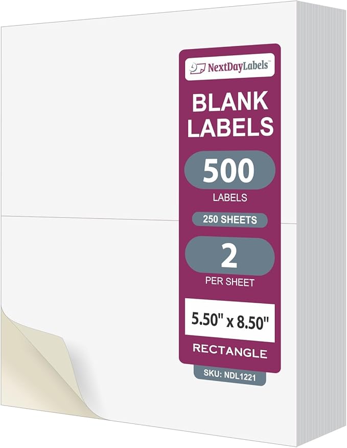 NextDayLabels – 8-1/2" x 5-1/2" Rectangular Sticker Labels by NextDayLabels