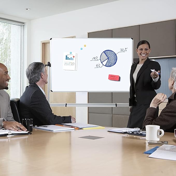 VIZ-PRO Double-Sided Magnetic Mobile Whiteboard, 48 x 36 Inches, Aluminium - Image 7