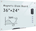 Mifuro Magnetic Glass Whiteboard，36"x24" Wall Mounted Frameless Dry Erase Board by MifuroOfficeProduct