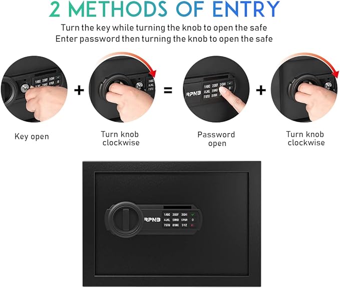 RPNB Deluxe Safe and Lock Box, Digital Keypad Safe Box, Steel Alloy Small Safes - Image 3