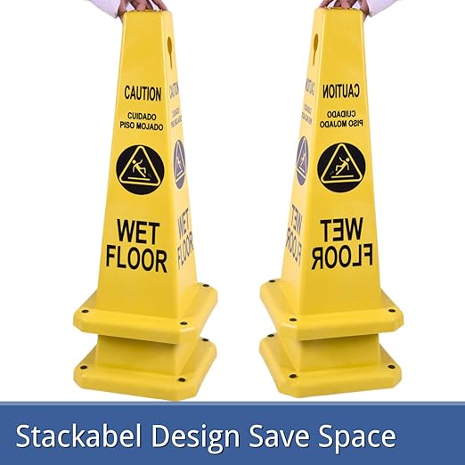 BESEA Caution Wet Floor Signs 4Pack Heavy Duty Caution Cones to Avoid Slipping - Image 4