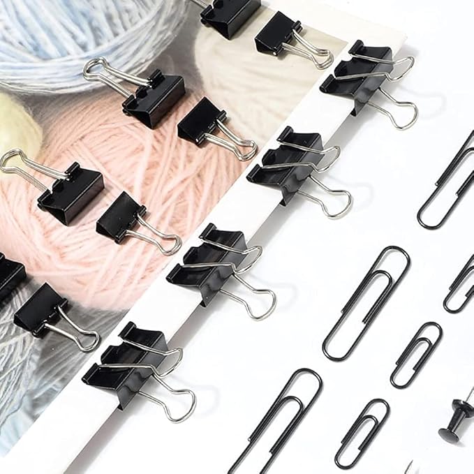 Paper Clips and Binder Clips Set, Metal Assorted Sized Binders - Image 6