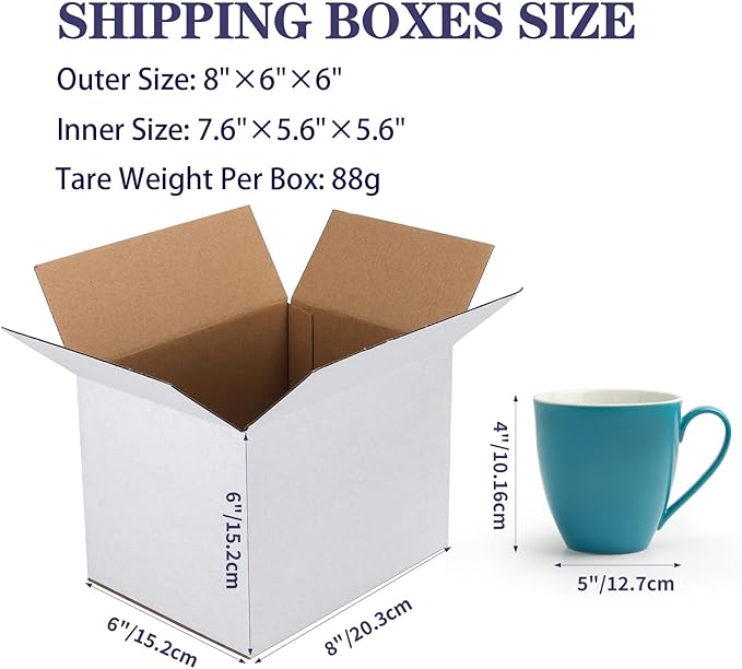 6 Pack Shipping Boxes 8x6x6 Inches, Small Business - Image 3