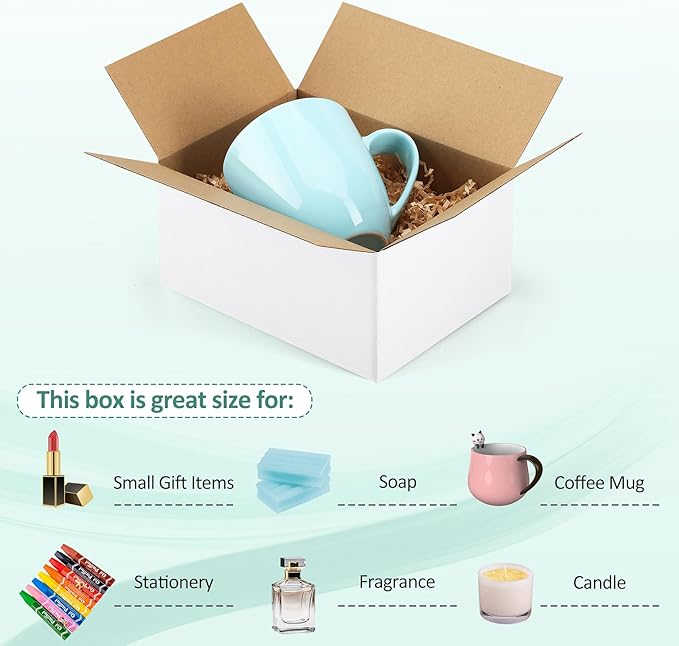 Eupako 8x6x4-Small-Shipping-Boxes-30-Pack-White-Corrugated-Box-Mailers - Image 3