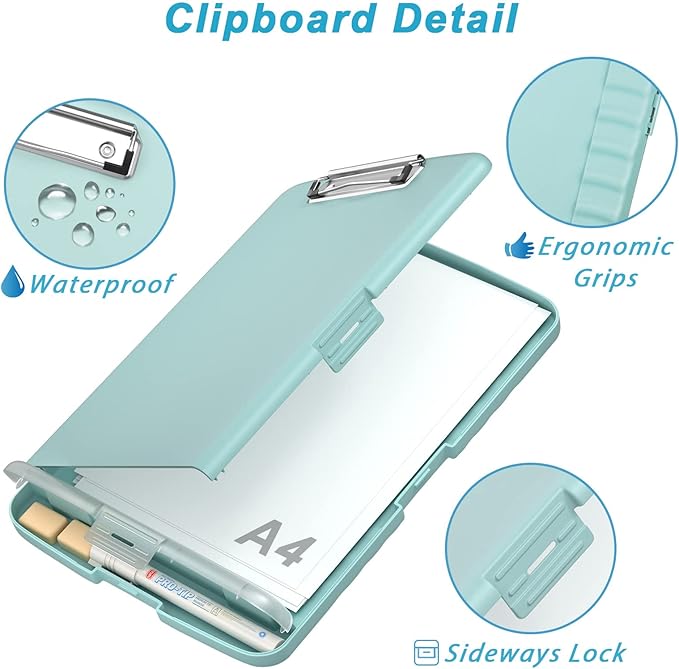 Rimilak Plastic Clipboard with Storage, 8.5 x 11 High Capacity Folio Nursing - Image 5