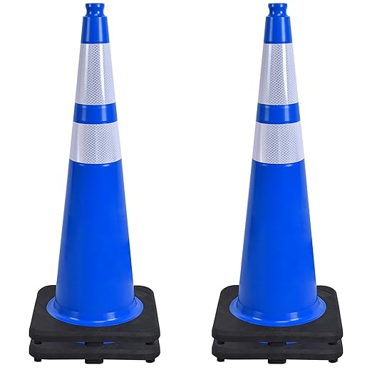 OrangeStar 36" Traffic Cones 4-Pack Blue Safety Cones by OrangeStar