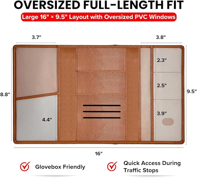 LINTRU Car Registration and Insurance Holder Trifold, Oversized Fit - Image 2
