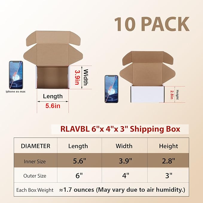 RLAVBL 10 Pack 6x4x3 Small Shipping Boxes - Image 2