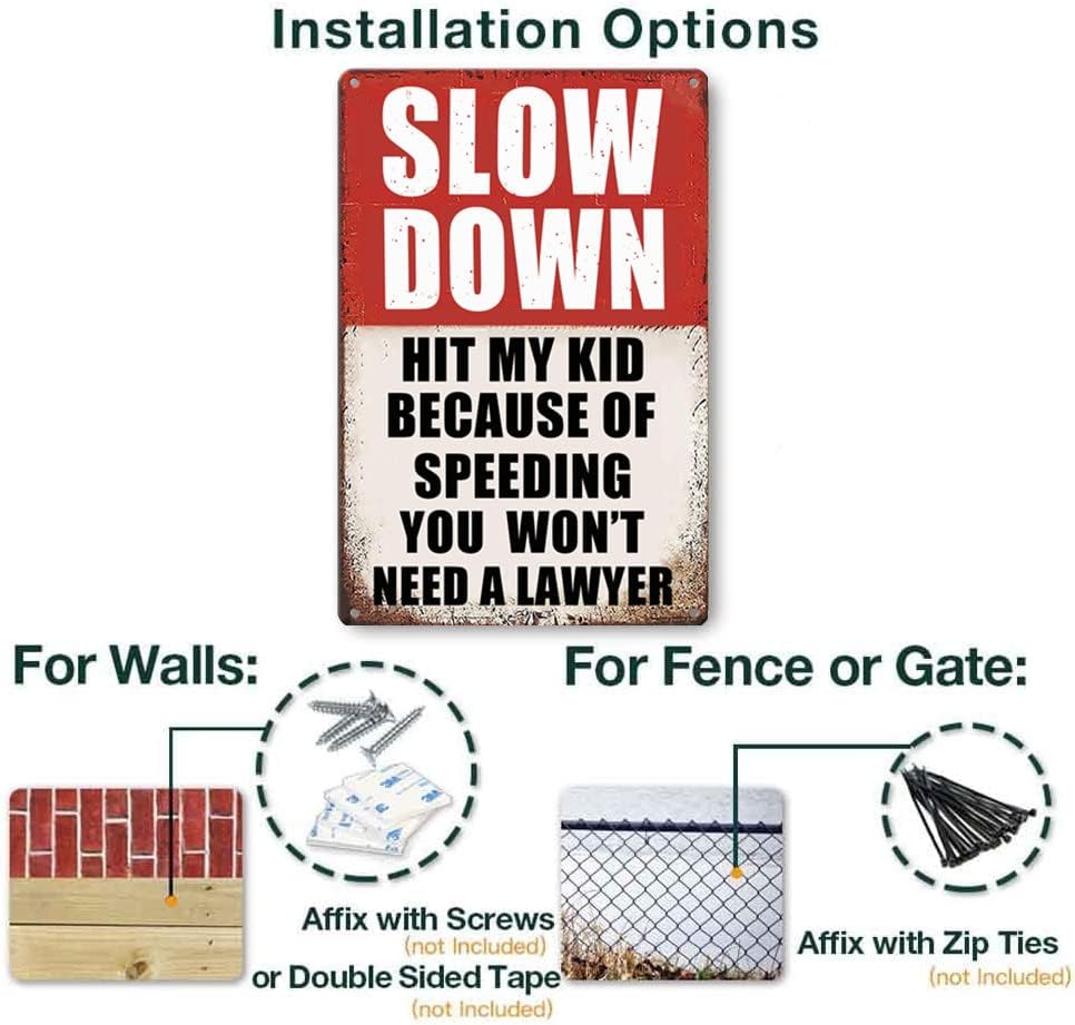 Slow Down Signs Children At Play Safety Signs For Street Caution Warning Kids Playing Safety Tin Sign Speed Limit Crossing Guard Stop Children Playing Yard Road Visual Signal Slow Down Hit My Kid - Image 4