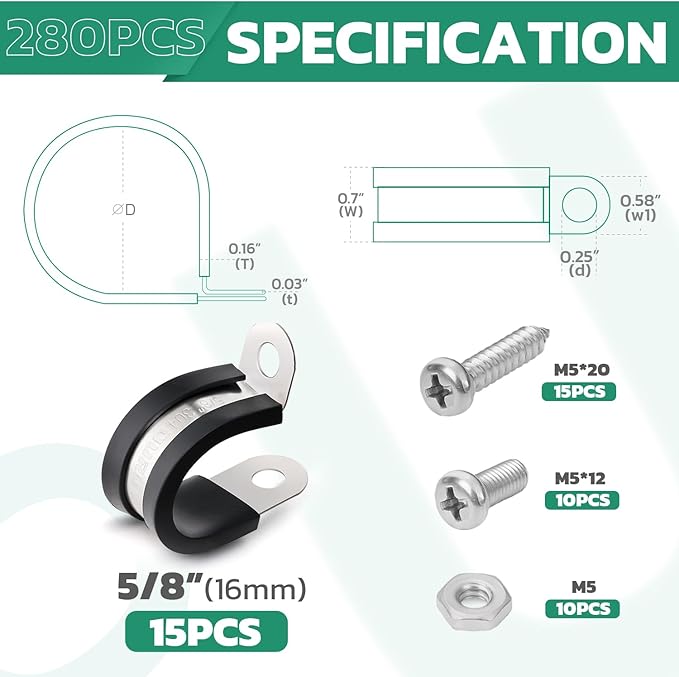 15PCS 5/8 Inch Cable Clamps - Image 2