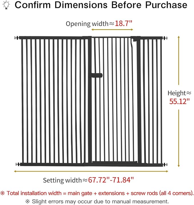 Lumizone Extra Tall Cat Gate 55.12" High Pressure Mounted Extra Wide 2025 New - Image 2