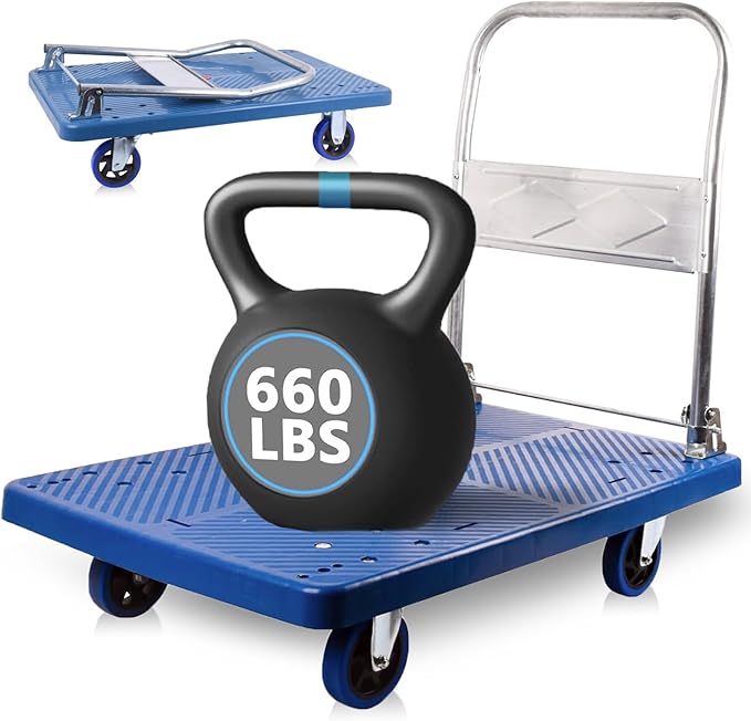 Foldable Push Cart Dolly 660 lbs, Capacity Heavy Duty Moving Platform Trucks by LFGUD