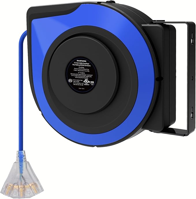 Retractable Cord Reel, 75 FT Heavy Duty Extension Cord, 14AWG/3C SJTOW - Image 8