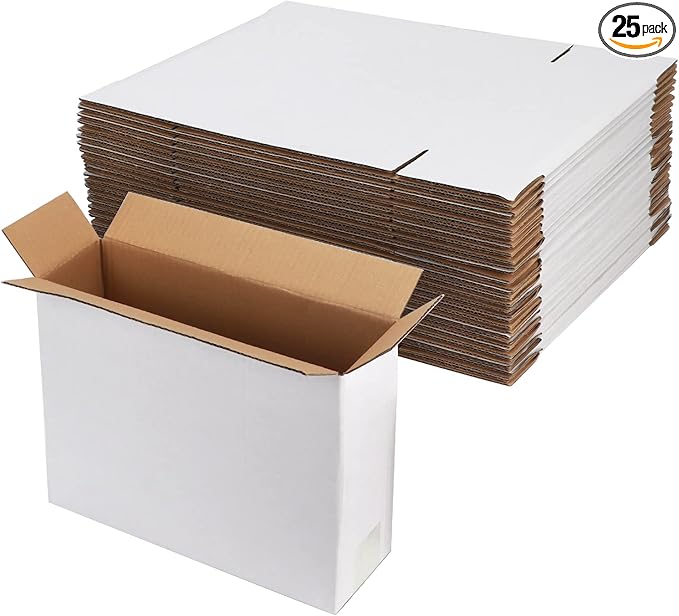 Hoikwo 12x9x4 Inches Medium White Shipping Boxes Set of 25, Sturdy Cardboard by Hoikwo