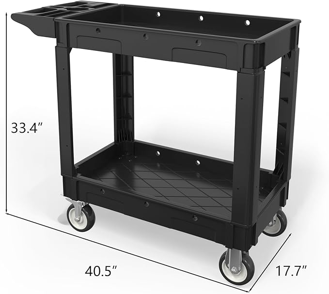 550LBS Utility Cart, 2-Tier 40x17 Inch Utility Cart - Image 3