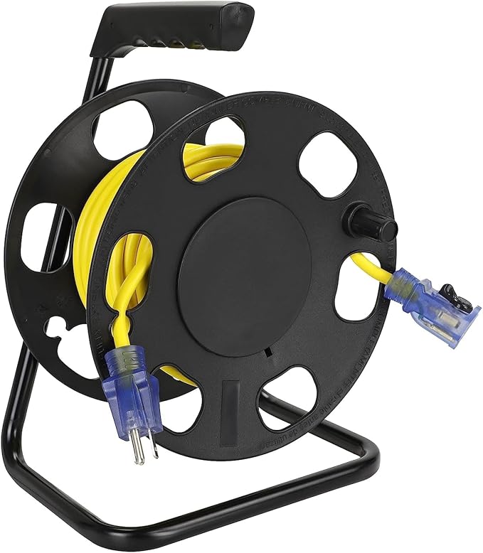 Clear Power 50ft 14/3 SJTW Yellow Outdoor Extension Cord & Heavy Duty Cord - Image 2