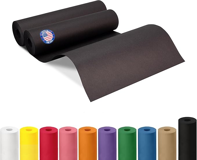 12" x 1200" Black Kraft Paper Roll, Kids' Arts & Crafts, School Projects by IDLPackaging