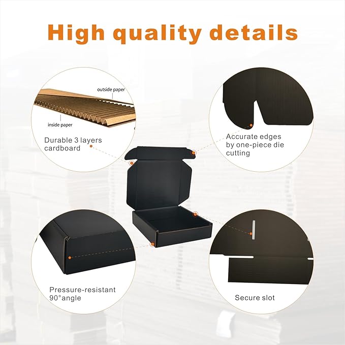 4x4x1'' Small Shipping Boxes 25 Pack, Corrugated Cardboard Mailers - Image 4