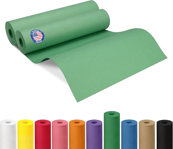 12" x 1200" Christmas Green Kraft Paper Rolls, Kids' Arts & Crafts, School by IDLPackaging