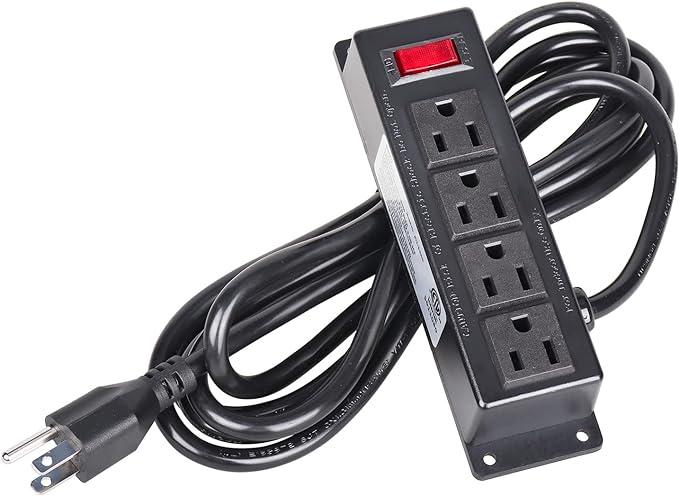 Mountable Power Strip with 4 Outlet, Wall Mount Under Desk Power Strip with by ICEELEC