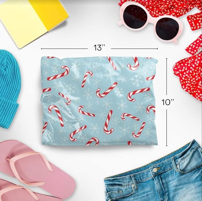 Christmas Poly Mailers 10x13 – Candy Canes – Waterproof, Tear-Resistant - Image 2