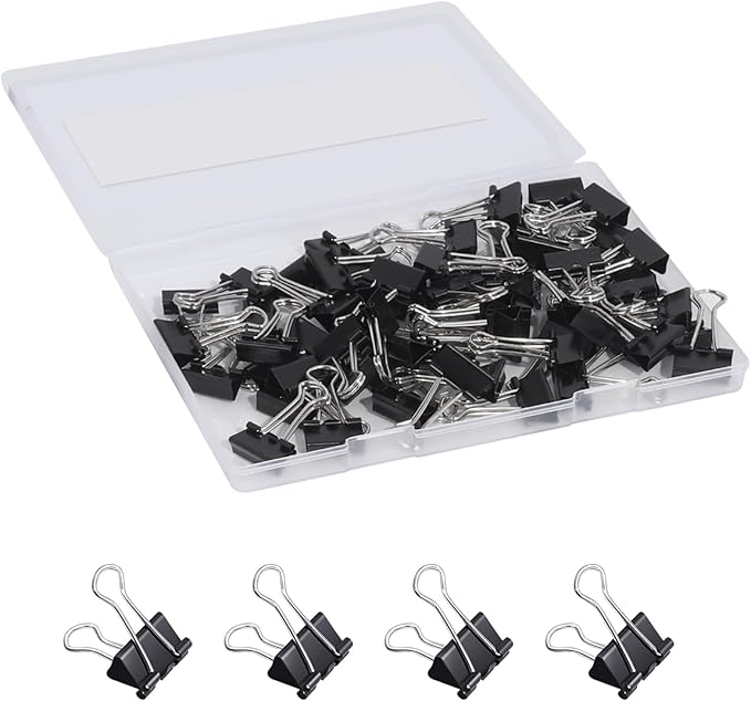 Ufmarine 60 Pcs Small Binder Clips 3/4 Inch Length, Standard Size by Ufmarine