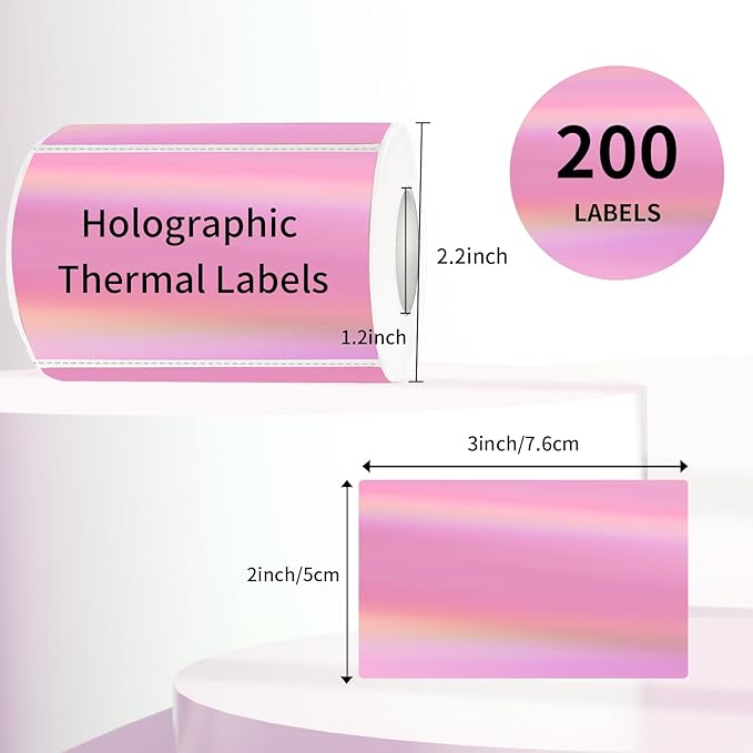 3x2 Inch Holographic Thermal Labels, Glitter Thermal Stickers - Image 2