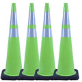 BESEA 4Pack 36” inch Traffic Cones Green Road Parking Cones Construction Safety by BeSea