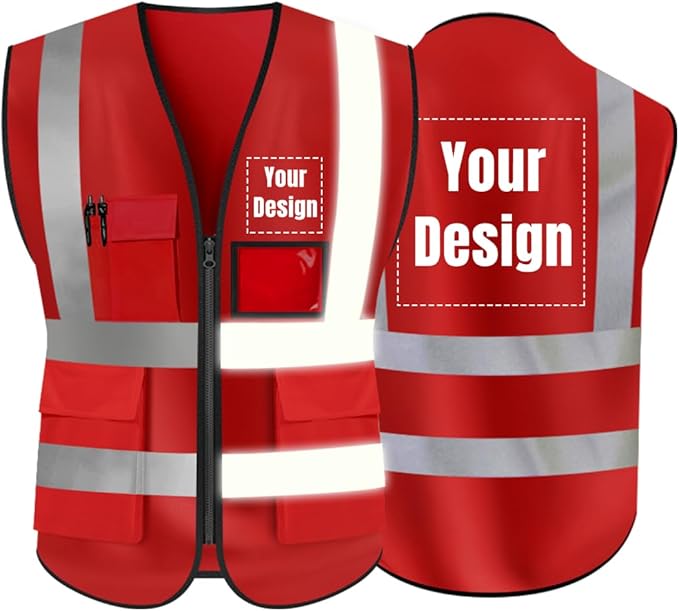 YOWESHOP High Visibility Safety Vest Custom Your Logo Protective Workwear 5 by YOWESHOP