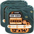 Xpose Safety Heavy Duty Green Mesh Tarp 12' x 14' (2-Pack) – 70% Sunblock Shade Cloth with Grommets for Garden, Fence, Privacy Screen, Canopies, Dump Trucks, Pool Cover – Tear & Weather Resistant by XposeSafety