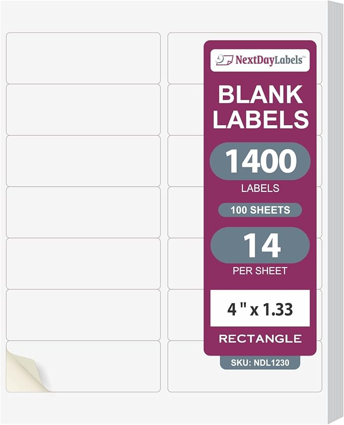 NextDayLabels – 4" x 1-1/3" Rectangular Sticker Labels by NextDayLabels