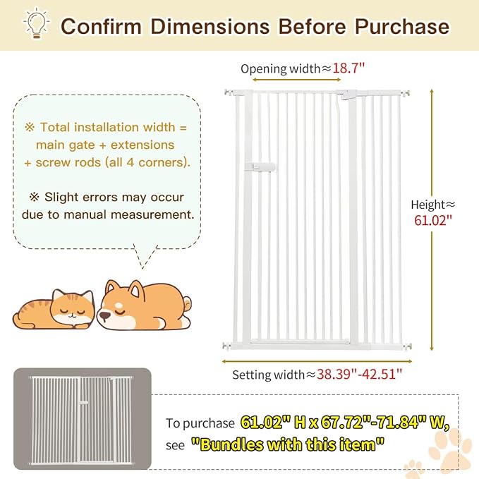 Lumizone Extra Tall Cat Gate 61.02" High Pressure Mounted Extra Wide 2025 New - Image 2