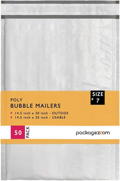 14.5x20 inches Poly Bubble Mailer Self Seal Shipping Envelopes 2.5 Mil 50 Pack by packagezoom