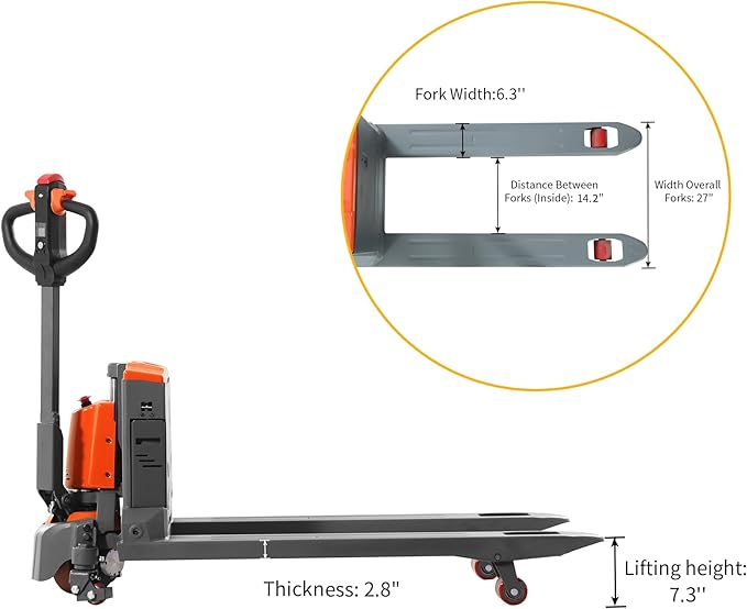 T Tory Carrier Electric Pallet Jack Truck 3300lbs Capacity Lithium Electric - Image 3