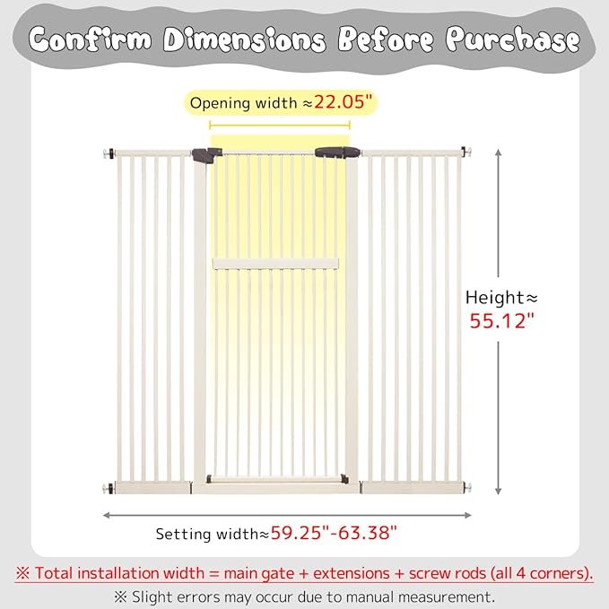Lumizone Extra Tall Pet Gate 55.12" High Pressure Mounted 59.25"-63.38" Extra - Image 2