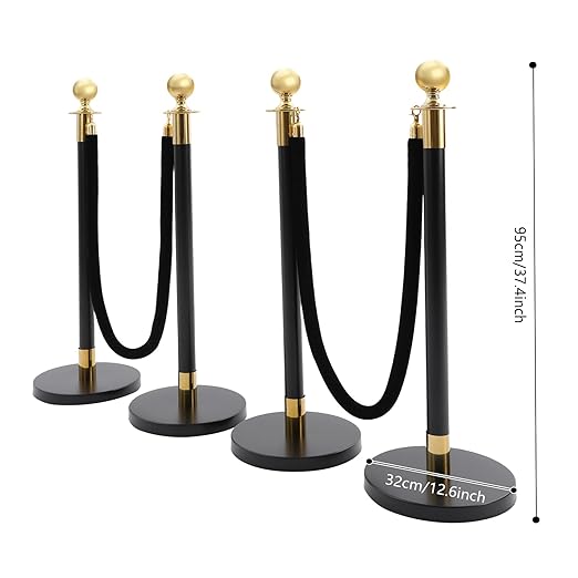 4Pcs Velvet Ropes and Stanchion Post, Stainless Steel Stanchions Posts - Image 4
