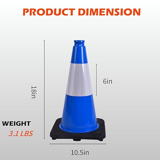 4 Pack 18 Inch Blue Safety Cones Durable - Image 2